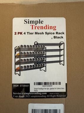Title Simple Trending 2 Pack 4 Tier Mesh Spice Rack Cabinet Wall Organizer Black